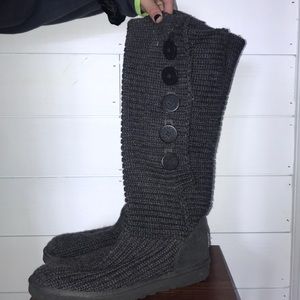 UGG dark grey knitted tall boots